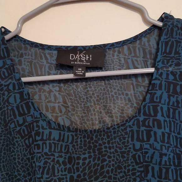 Dash by Kardashian Teal and black Sleeveless shear bathing suit coverup - Picture 4 of 6